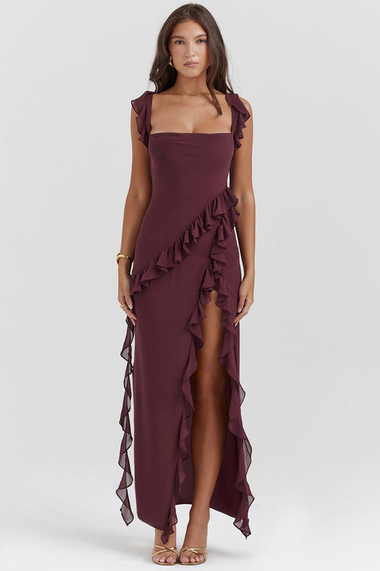 Amira | Long Dress - Dark Plum
